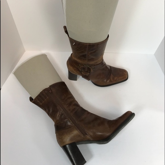 Bass Shoes - BASS LEATHER SQUARE TOE ANKLE BOOTS KARMIN